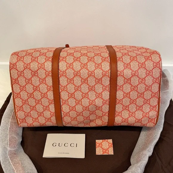 Gucci 322231 nice GG Supreme canvas boston bag Orange - Picture 6 of 11